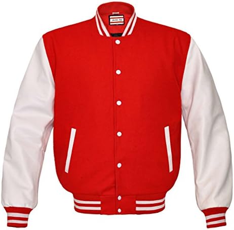 AWDis Hoods Varsity Letterman jacket Fire Red / White 2XL at