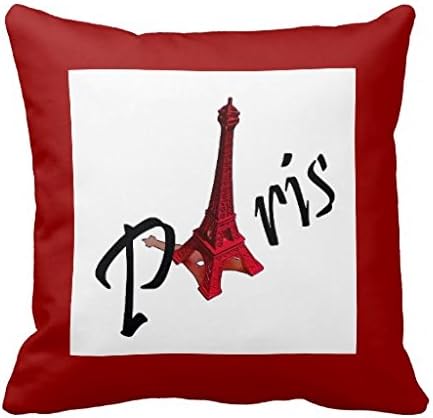 Paris Design Bedding Cushion Cover with Eiffel Tower on Red Background Pillow Sham Soft Accent Decorative Pillowcase