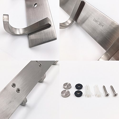 Maosifang Wall Coat Rack Coat Hooks Wall Mounted Brushed Stainless Steel for Clothes Towel Hats or Keys,6 Hooks - Thumbnail 4