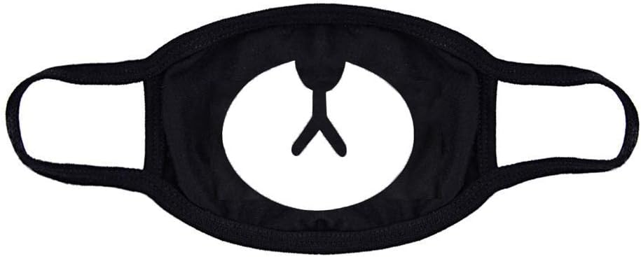 Mouth Mask Anime Bear, YOROZUCERY Cute Panda Half Face Mask for Women Men Kids, Kawaii Kpop Mouth Mask, Cotton Anti Dust Mouth Muffle Cover, 1 Pack Black