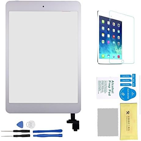 Wonsain For iPad Mini 1/2 Touch Screen Digitizer Complete Assembly with IC Chip &amp; Home Button &amp; Tempered Glass &amp; Open Tools Kit (White)