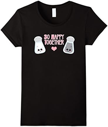 Womens Cute Kawaii Salt Pepper So Happy Together T-Shirt Large Black