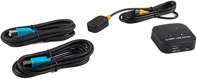 Durratou USB KVM Switch 2 Computers Keyboard Mouse Printer Sharer