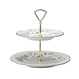 Pfaltzgraff Winterberry Two-Tiered Server With 10 1/2-Inch And 8-Inch Plates And Gold Spacer With Handle