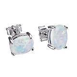 Adeser Jewelry Girls 925 Lab White Opal Studs Promise Wedding Engagement Gift Silver Stud Earrings for Girls