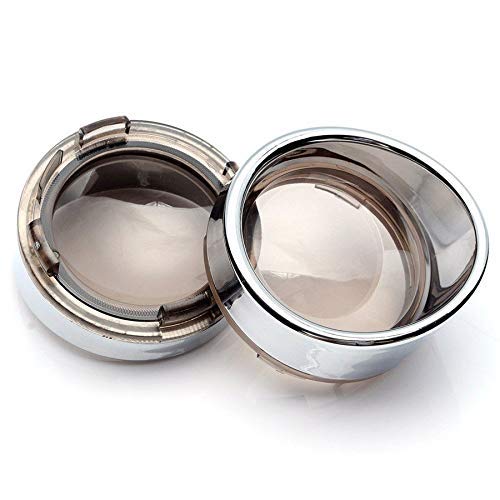ZYTC Smoked Turn Signal Light Lens Cover Lenses Chrome Visor Ring for Harley Dyna Street Glide Road King
