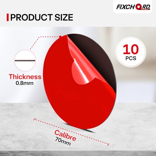 FIXCHORD VHB Klebepads Doppelseitig Extra Stark, 10St Dashcam Klebepads, Doppelseitiges Klebeband, Montageband, Doppelseitige Klebepads für Autos, Häusern und Büros, Action-Kameras, 70mm 2