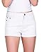 HDE Women's Solid Color Ultra Stretch Fitted Low Rise Moleton Denim Booty Shorts White - L