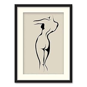 Black Framed Canvas Wall Art Line Drawing of Woman Home Artwork Decoration for Living Room, Bedroom - 23x31 inches