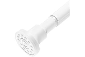 WIDYANA Spring Tension Shower Curtain Rod No Drill, 44-74 Inches White Adjustable Curtain Rods No Drill, Rustproof, No-drilling, Anti-slip, for Closet Bathroom Windows
