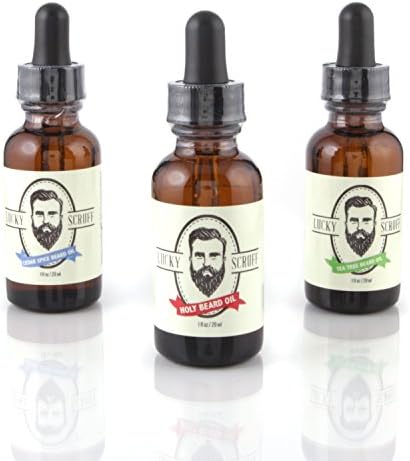 Three Pack Sampler - 1 oz and Conditioner, Amber Glass Bottle with Glass Dropper, From Lucky Scruff