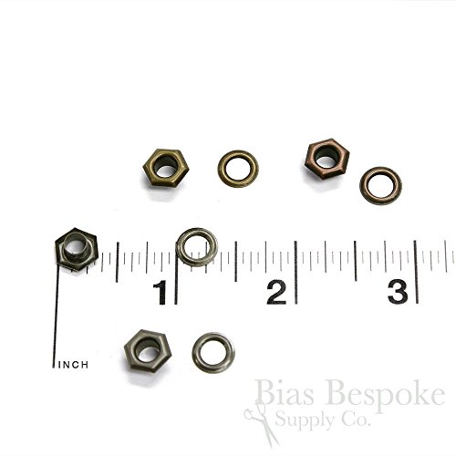 Set of 144, SOL Hexagon Size #00 Grommets, Antique Brass