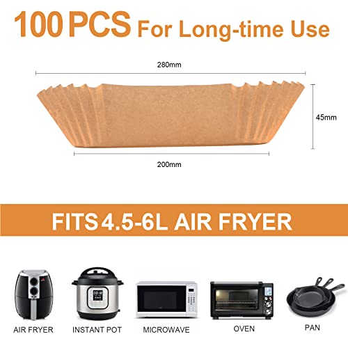 AiQInu Parchment Paper for Air Fryer, 100 Pieces 20 cm Baking Paper Liner, Food-Grade BPA Free, Disposable Non-stick Oil Free Parchment Paper Accessories for 4.5-6L Air Fryer