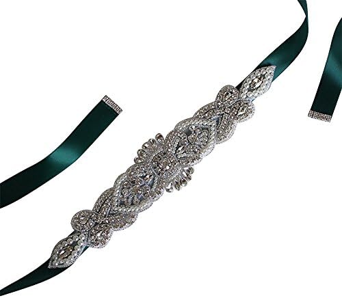 WDING Bridal Rhinestone Wedding Sash Belt With Ribbon for Wedding Party Prom Evening Dresses