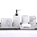 Resin 5pcs Bathroom Accessory Set - Tumbler, Soap Dish, Liquid Soap Dispenser, Toothbrush Holder,Grey