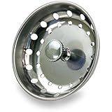 EverFlow 75111 Kitchen Sink Basket Strainer Replacement for Standard Drains (3-1/2 Inch) Chrome Plated Stainless Steel Body With Rubber Stopper