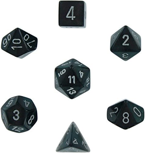 Polyhedral 7-Die Borealis Dice Set - Smoke with Silver [Toy] by Polyhedral