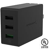 Sabrent Quick Charge 3.0 [UL Certified] 30W 3-Port Wall USB Rapid Charger. Smart USB Charger Auto Detect Technology [Black] (AX-QCS3)