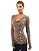 PattyBoutik Women's Cowl Neck Button Embellished Top (Tan M)