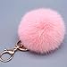 Valpeak 9.5cm Rabbit Fur Ball Pom Pom Keychain Fluffy Fur Keychain for Women Fur Pom Pom Key Chain(Light Pink)
