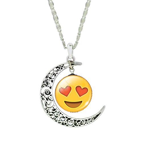 Lady sweet love eyes glass rhinestone necklace stainles…