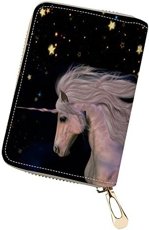 Amzbeauty Unicorn Credit Card Personalized Cute Mini Gift Card Case PU Leather