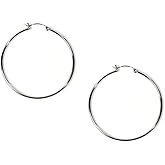 Medium .925 Sterling Silver Round Circle Hoop Earrings 40mm 1.6"