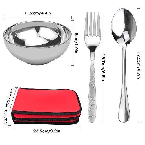 image for Hysagtek 6 Pcs Portable Stainless Steel Travel Camping Outdoor Utensil