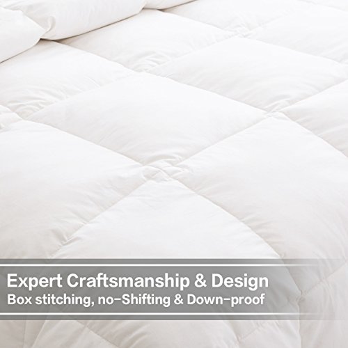 Double Size Duvet - Luxury White Goose Feather and Down Duvet, 13.5 Tog Bed Quilt, 100% Cotton Shell, Anti-dust mite & Feather-proof Fabric, All Season