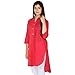 Chichi Women's Indian Plain Cotton Kurti Top, Red, Small