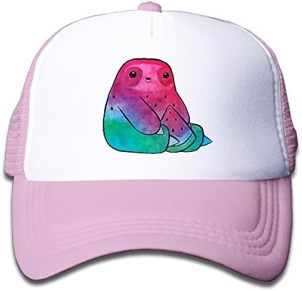 Kid's Watermelon And Sloth Trucker Mesh Baseball Cap Hat Trucker Hats Pink