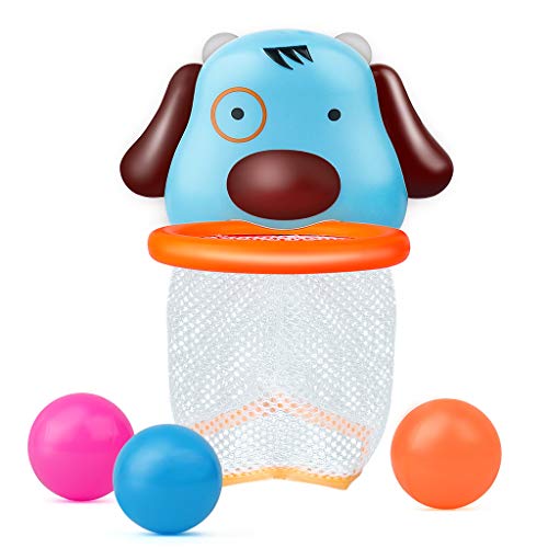 PG Bath Toys Basketball Hoop for Toddler,Include 3 Float Balls with Powerful Suction Cup, Bathtub Shooting Game Playset