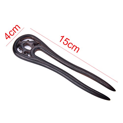 1 Pcs Handmade Carved Wood 2-Prong Hair Fork Vintage Style Hair Stick by Team-Management - Thumbnail 6