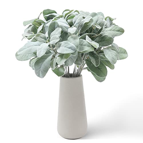 SHACOS Artificial Lambs Ear Greenery Stem 12 Pcs Faux Greenery Flocked Lambs Ear Stems Bulk 14