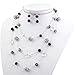 Bocar Fashion 3 Layer Handmade Beads Necklace Earring Set Long Illusion Necklace for Women (NK-10017-SB)