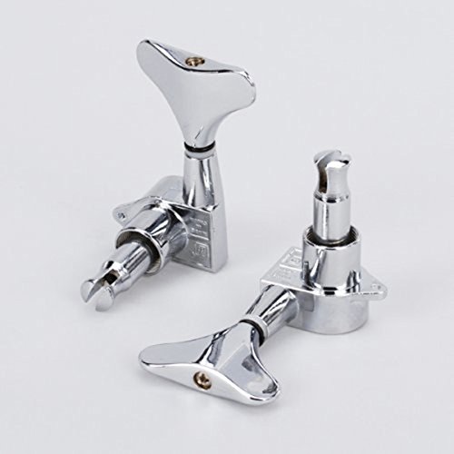 PIXNOR 4pcs 4R Bass Tuners Machine Heads Tuning Pegs (Silver) - Thumbnail 4