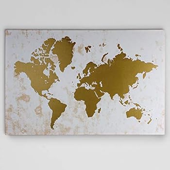 Renditions Gallery Champagne Gold Map Gallery Wrapped Canvas Wall Art, 24x32