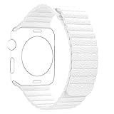BRG Apple Watch Series 1 Series 2 Band 42mm Leather Loop with Adjustable Magnetic Closure iWatch Band Replacement Bracelet Strap for Apple Watch Sport and Edition 42mm Medium - White