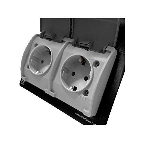 2-fach Steckdose Schuko IP44 Schukodose Doppelsteckdose + Klappdeckel 182-08DV – Bild 3