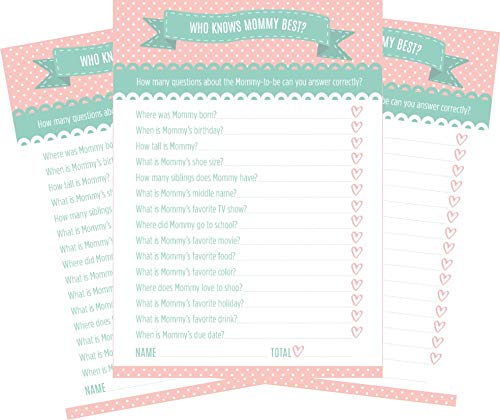 Amazon Com Who Knows Mommy Best Baby Shower Game 24 Count