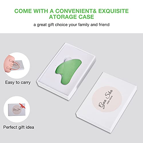 Gua Sha Facial Tool, Nature Jade Stone Guasha Massage Tool - Nature Jade Stone for Scraping Facial and SPA Acupuncture Therapy, Heart Shape Jade Trigger Point Treatment on Face
