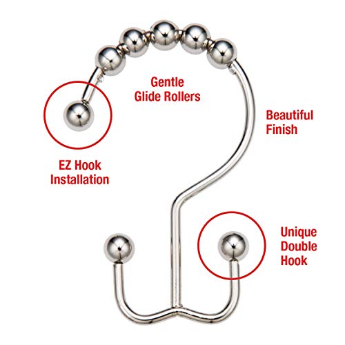 image for 2 Lb. Depot 2lbDepot Shower Curtain Rings Hooks - Polished Nickel Fini