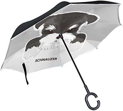 旅立の店 逆折り式傘 逆さ傘 長傘 自立可能 二重生地 便利 レディース メンズ シュナウザー 車用 C型手元 高さ80cm Uvカット遮光遮熱 犬柄 耐風撥水 品質保証 晴雨兼用 おしゃれ