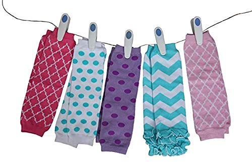 Girls Assorted Fashion Stripes Leg Warmers 5 Pack - Pink / Hot Pink/ Lavender / Blue - Thumbnail 2