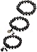 FUNRUN JEWELRY 3PCS 11MM Wood Bead Bracelet for Men Women Buddhist Mala Bracelet Elastic