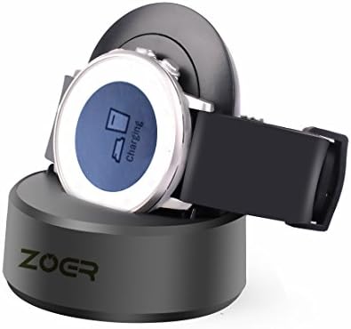 ZOER Charger Cable Stand Charging Dock Station Cradle Holder for Pebble Time Round Smart Watch (Black)