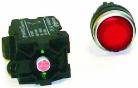 American LED-gible SW-2837-112, 120VAC Illuminated Red Push Button Switch, Extended Face