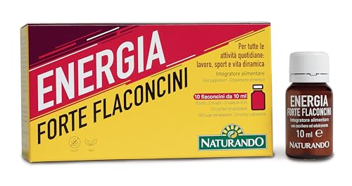 Energia Forte flaconcini Complemento Alimenticio para contrarrestar la fatiga con Schisandra, Espinacas, Cordyceps, Zumo de Noni - 10 frascos de 10 ml