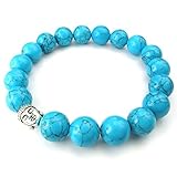 KONOV 10-12mm Natural Energy Stone Beads Gemstone Mens Womens Bracelet, 10-12mm Buddha Mala, Blue
