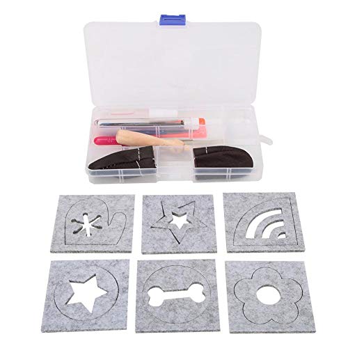 Pokerty Needle Felting Supplies, DIY Handcraft Wool Felting Tool Set Needle Felting Craft Felting Tool Kit with 6 Mold Scissors Awl Tool Kit - Thumbnail 6